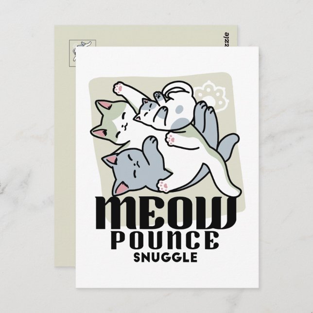 Cartão Postal Lazer - Design de Gatos Preguiçosos (Frente/Verso)