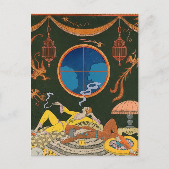 Cartão Postal Lazy de George Barbier (Frente)