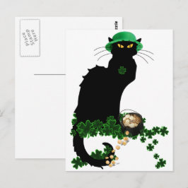 Cartão Postal Le Chat Noir Clover Rua. Dia de Patrick