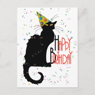 Cartão Postal Le Chat Noir Happy Birthday