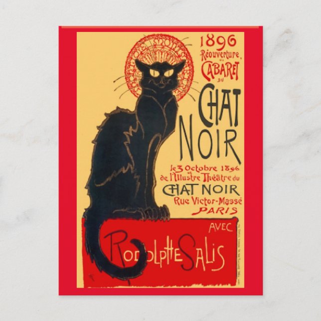 Cartão Postal Le Chat Noir, The Black Cat, Art Postcard (Frente)