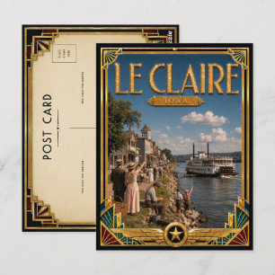 Cartão Postal Le Claire Iowa Arte Deco Vintage Idade Dourada