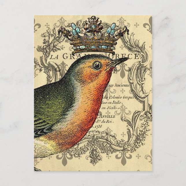 Cartão Postal Le Fleur Crowned Bird (Frente)