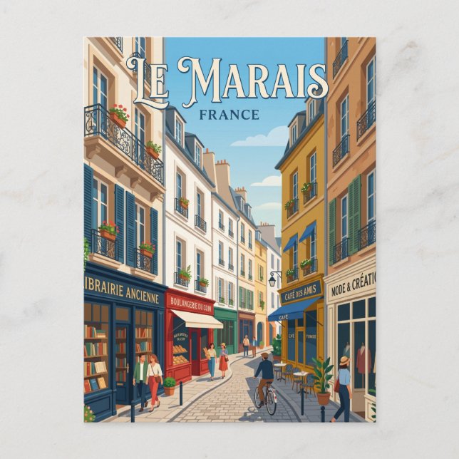 Cartão Postal Le Marais França (Frente)