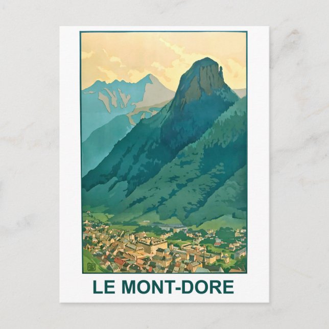 Cartão Postal Le Mont-Dore, Auvergne-Rhône-Alp, montanhas, Franç (Frente)