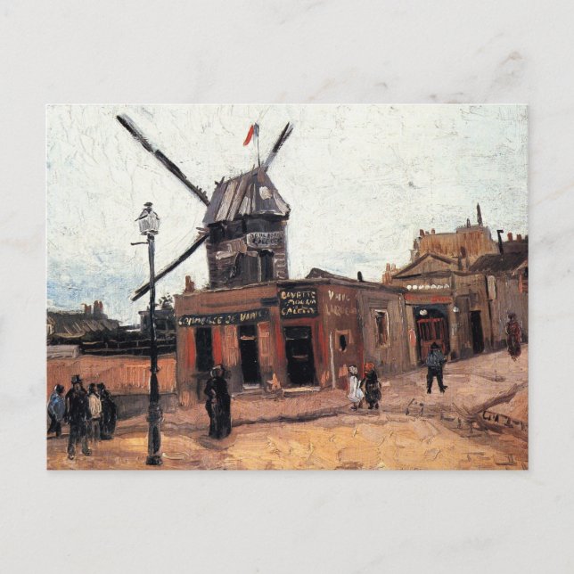 Cartão Postal Le Moulin de la Galette por Vincent van Gogh (Frente)