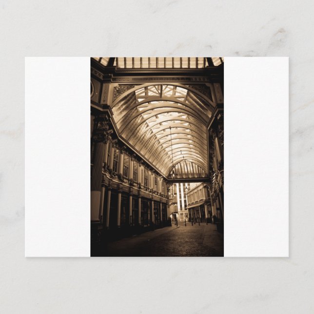 Cartão Postal Leadenhall Market London sepia em tonalidade (Frente)