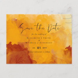 Cartão Postal LeahG Orçamento Casamento Watercolor Sunset Fall F