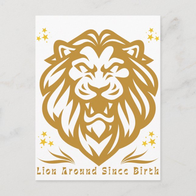 Cartão Postal Leão à volta desde o nascimento: Design de Leão Pr (Frente)