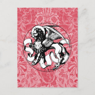 Cartão Postal Leão com asa emblema da Rua do século 15