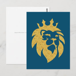 Cartão Postal Leão com Coroa - Estilo Dourado 1