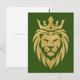 Cartão Postal Leão Com Coroa - Estilo Dourado 3