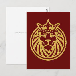 Cartão Postal Leão Com Coroa - Estilo Dourado 4