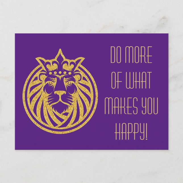 Cartão Postal Leão com Coroa - Estilo Dourado 4 (Frente)