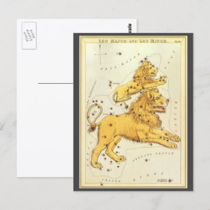 Cartão Postal Leão Constelação Vintage Espelho de Urânia