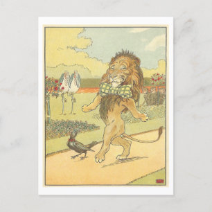 Cartão Postal Leão de Dança de Ilustração Vintage com Bowtie