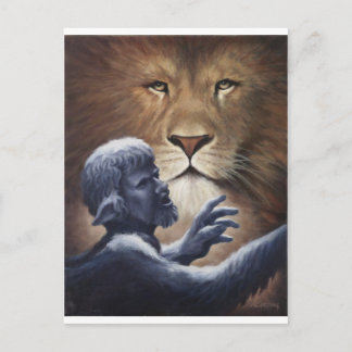Cartão Postal Leão e estátua