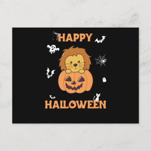 Cartão Postal Leão Em Pumpkin Leões Doce Feliz Dia das Bruxas