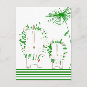Cartão Postal Leão Minimalista - Verde