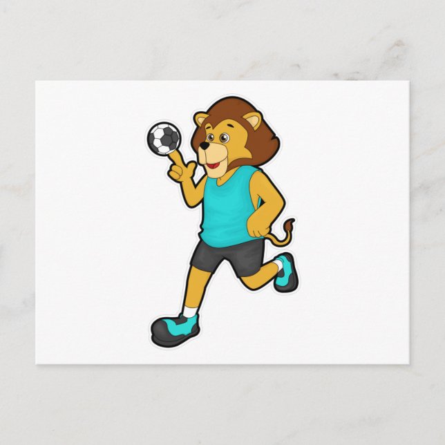 Cartão Postal Leão no Handball com Handball (Frente)