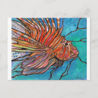 Leão-Peixe Colorido Arte no Estilo "Vidro Colorido
