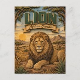 Cartão Postal Leão Savana Africana POPCUT