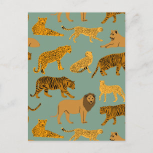 Cartão Postal Leão, Tigre e Padrão-Leopardo
