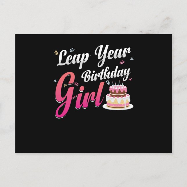 Cartão Postal Leap Year Birthday Girl February 29 Birthday Gift (Frente)