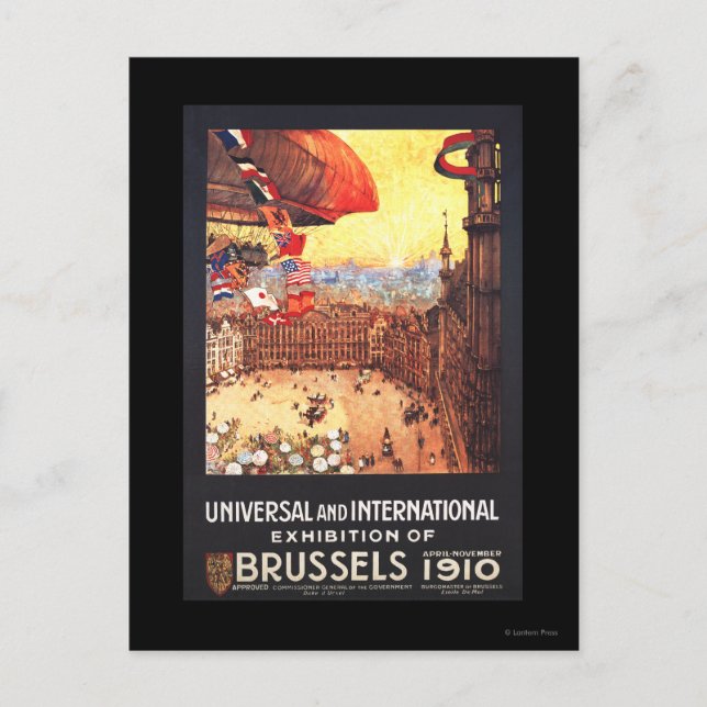 Cartão Postal Lebaudy Airship com Sinalizadores Mundiais na Expo (Frente)