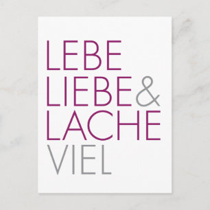 Cartão Postal Lebe Liebe e Lache viel