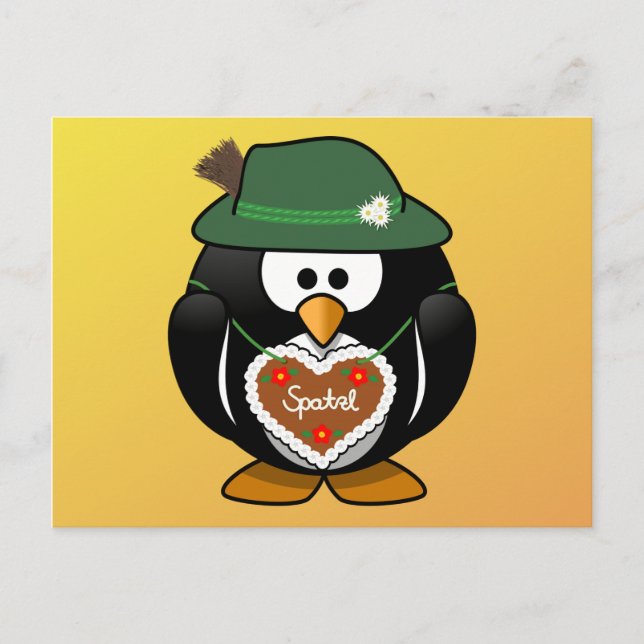 Cartão Postal Lebkuchen Spatzl Penguin Oktoberfest (Frente)