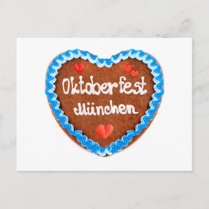 Cartão Postal Lebkuchenherz Oktoberfest München Herzen