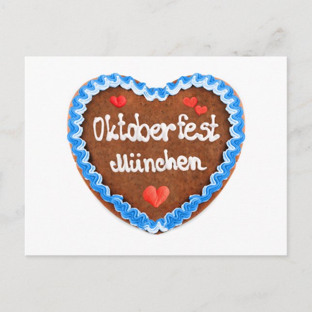 Cartão Postal Lebkuchenherz Oktoberfest München Herzen (Frente)