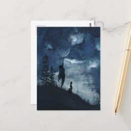 Cartão Postal Lebre azul-escura da crista da lua