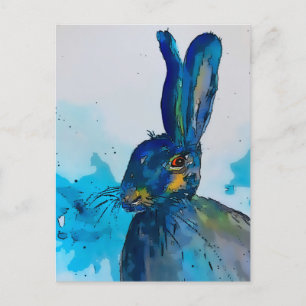 Cartão Postal Lebre Coelho Aquarela