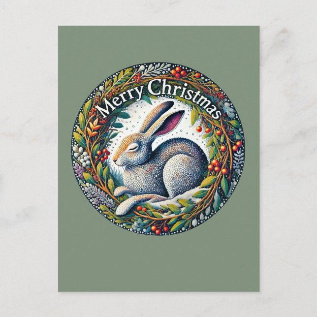 Cartão Postal Lebre Feliz Natal                               (Frente)