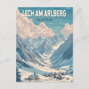 Cartão Postal Lech am Arlberg Áustria Ilustração Viagem Art