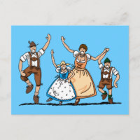 Cartão postal Lederhosen Dirndl BEER Família FESTI