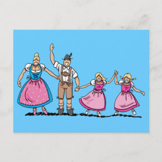 Cartão postal Lederhosen Dirndl Família Bavarian