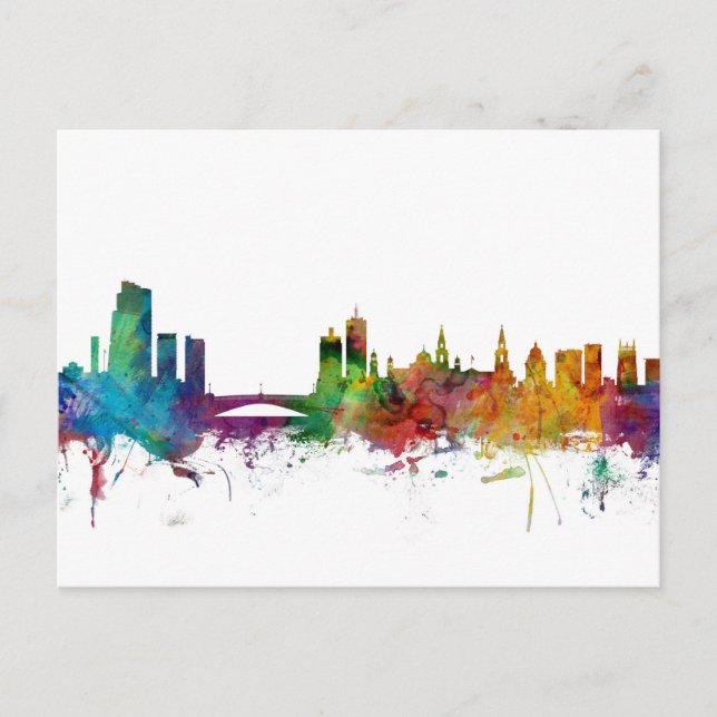 Cartão Postal Leeds England Skyline (Frente)
