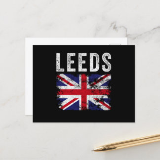 Cartão Postal Leeds UK Flag England Souvenir