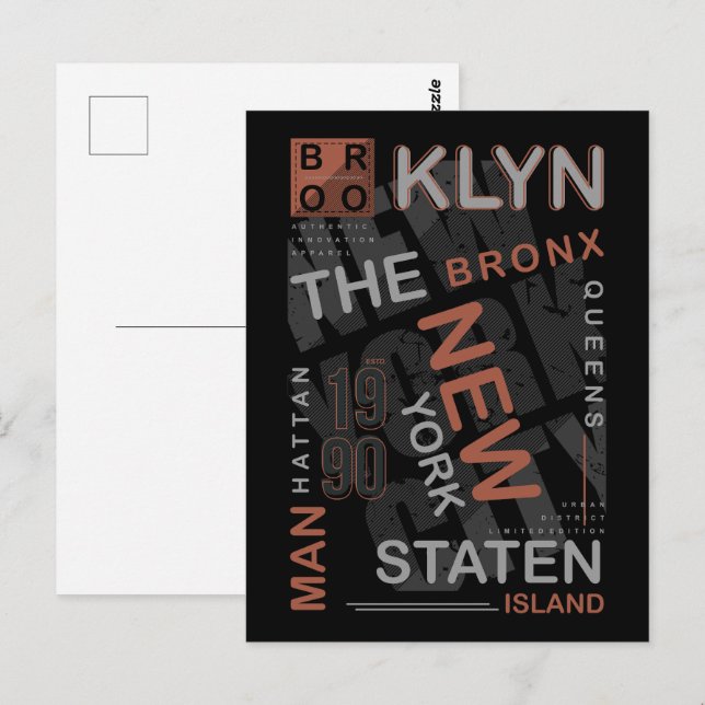 Cartão Postal Legado de Boroughs da NYC (Frente/Verso)