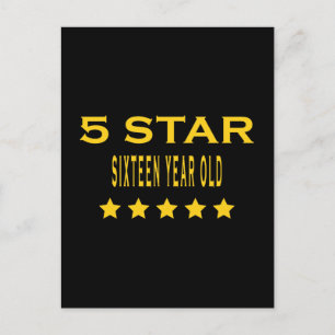 Cartão Postal Legal 16º aniversário engraçado: Cinco estrelas