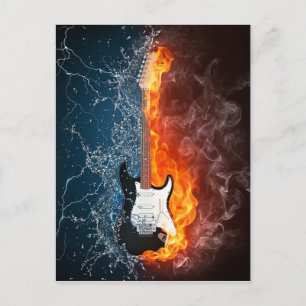 Cartão Postal Legal água e Design de violão de fogo