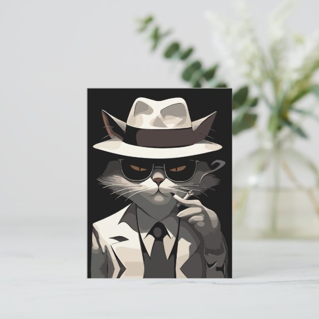 Cartão Postal Legal Cat Noir: Suave e Misterioso Felino (Em pé/Frente)