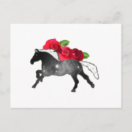 Cartão Postal Legal Cavalo Preguiçoso Preto + Nebulosa Branca co