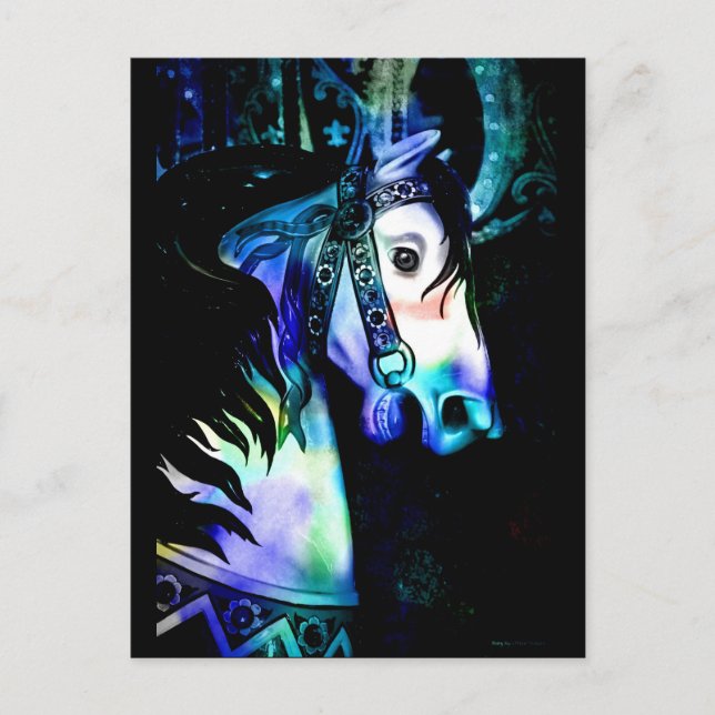 Cartão Postal Legal cores Carousel Horse (Frente)