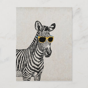 Cartão Postal Legal desenho de zebra engraçada e engraçada com ó