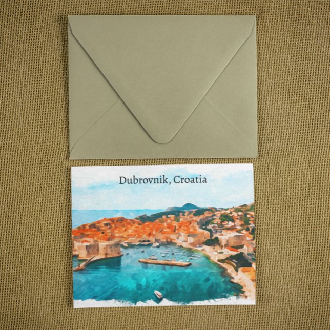 Cartão Postal Legal Dubrovnik Croácia Adria Costa Panorama (Dubrovnik historic port croatia postcard)