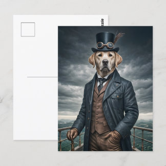 Cartão Postal Legal Elegante Victoriana Steampunk Labrador Dog A